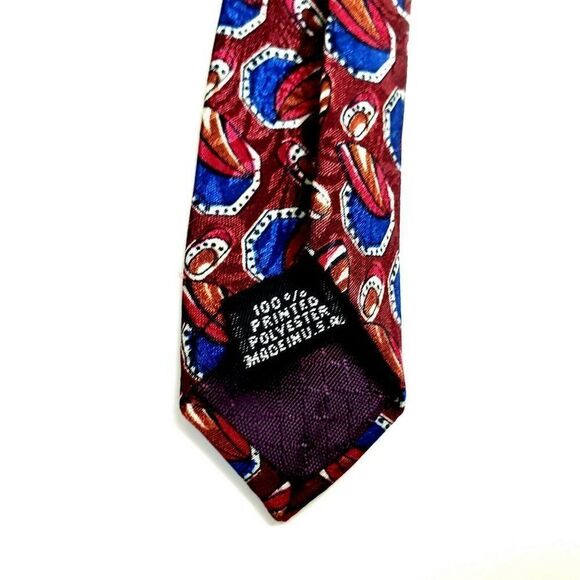 Christian Dior Monsieur Polyester Tie Red‎ Blue Abs - Picture 4 of 6